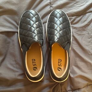STQ Black Quilted Slip-On Shoes